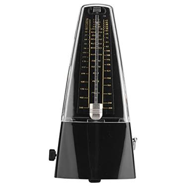 Imagem de QANYEGN Metrônomo mecânico, metrônomo eletrônico de música, metrônomo de movimento de aço plástico com cobertura protetora para tambor de piano Violino (Black)