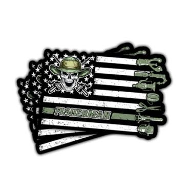 Imagem de Adesivo de bandeira de pescador, decalque do orgulho da pesca americana, adesivo de bandeira de pescador patriótico para caixa de equipamento, barco, refrigerador, laptop, carro, adesivos presentes