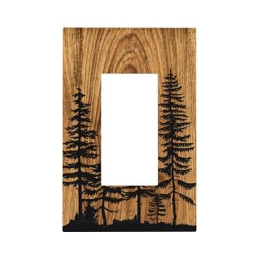 Imagem de Casa de fazenda rústica pinheiro marrom impressão de grão de madeira único balancim placas de interruptor de luz capas de tomada decorativa país 1 placa de parede de gangue acessórios de decoração