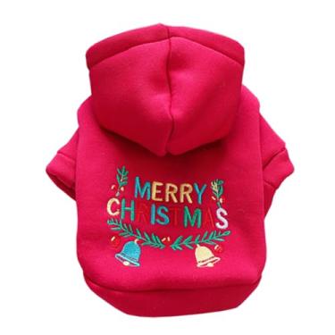 Imagem de MQQYLBHDS Moletom com capuz para cães de Natal com anel em D, roupa festiva para gatos de outono para cães pequenos, meninas, meninos, animais de estimação, clima frio, casaco para chihuahua yorkie da