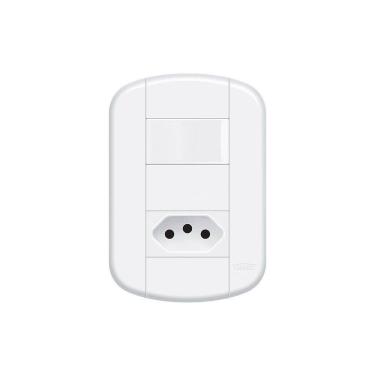 Imagem de Interruptor Simples e Tomada 2P+T 20A Fame Blanc+ Distanciados com Placa 4x2 Branco
