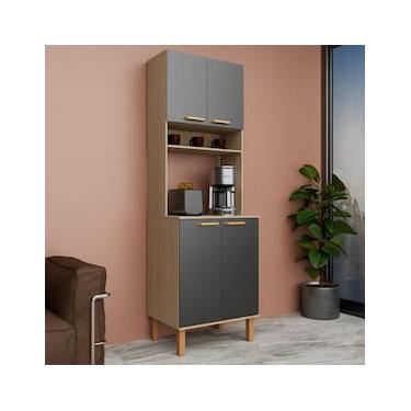 Imagem de Armário de Cozinha Multiuso Bartira Ágata 60cm 4 Portas 1 Nicho 1 Prateleira
