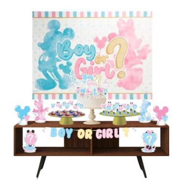 Imagem de Kit Festa Em Casa Chá Revelação Mickey Minnie 39 Peças Piffer - KIBUNI