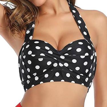 Imagem de Moda feminina sexy multi cor maiô halter franzido cintura alta biquíni