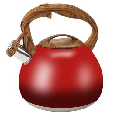 Imagem de Chaleira de chá Foedo Festive Red Stovetop Whistling 3L em aço inoxidá