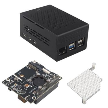 Imagem de ZDE Placa adaptadora ZP583 PoE+ HAT PCIe para M.2 Key M NVMe SSD com caixa de alumínio ZC501 e dissipador de calor de alumínio para Raspberry Pi 5 Suporte 802.3af/at Network Standard M.2 NVMe SSD 2230