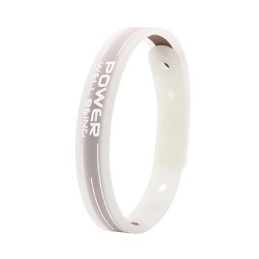 Imagem de POWER IONICS Pulseiras de equilíbrio para homens/mulheres Pulseiras de silicone Pulseira de proteção Pulseira Transparente/Branco, 24 cm, 5 furos para ajustar, tamanho de pulso de 13 a 23 cm