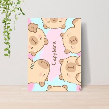 Imagem de Quadro Capivaras Fofas A4  Placa MDF 003 - Lomi Art