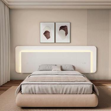Imagem de Cabeceira Casal Queen 272cm com Led 3000k e Tomadas 100% Mdf Padrão Pl