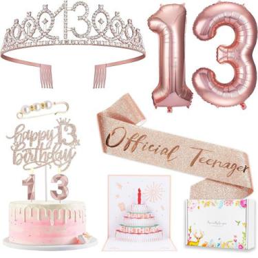 Imagem de Conjunto de decorações de aniversário Awfrky 13th Birthday para menina