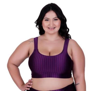 Imagem de Top Fitness Cropped de Academia Plus Size 3D Nicole - Naka Modas, Roxo