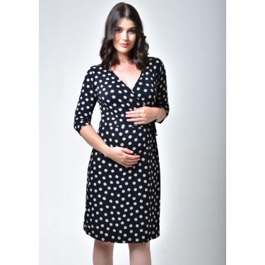 Imagem de Vestido 3/4 Pau a Pique em poá Preto