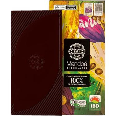 Imagem de Mendoá, Barra de chocolate premium orgânico 100% de cacau com Nibs de cacau, 80 gramas