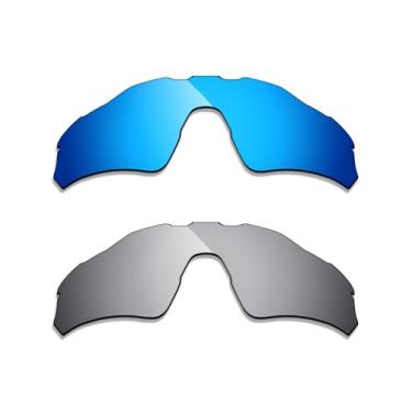 Imagem de Alphax 2 pares de lentes polarizadas de substituição para óculos de sol Oakley Radar EV S Path OO9510 - titânio + azul