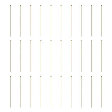Imagem de HARFINGTON 100 pinos de cabeça de bola de ouro 18 K, 5 cm, 50 mm, pinos de cabeça redonda para brinco, pingente, colar, pulseira, berloque, joias, descobertas, artesanato faça você mesmo