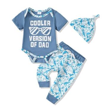 Imagem de Conjunto de roupas NZRVAWS Baby Boy 6-12 meses azul dinossauro 3 peças