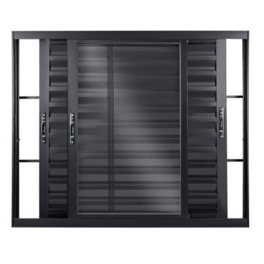 Imagem de Janela de Alumínio Veneziana de Correr 100x150x12cm 3 Folhas Móveis Vi