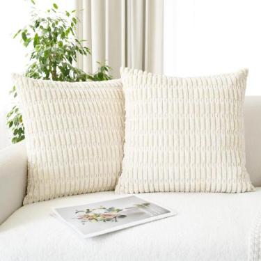 Imagem de Capas de almofada CaliTime Comfy Corduroy Boho Listradas