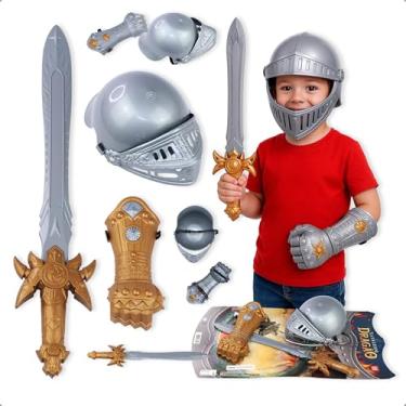 Imagem de Kit Brinquedo Cavaleiro Medieval Infantil com Espada Capacete e Luva de Batalha
