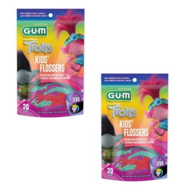 Imagem de Kit Com 2 Fio Dental Flosser Kids Trolls Sabor Uva 40un