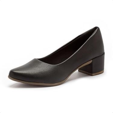 Imagem de Scarpin Feminino Sapato Confort Salto Baixo Grosso Social Moda Casual (Preto, BR, Adulto, Numérico, 38)