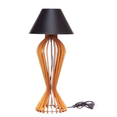 Imagem de Abajur de Mesa Luxo Diamante 53cm | Luminária Decorativa em MDF com Cúpula Plástica | E27 para Quarto e Sala Elegante (PRETO)