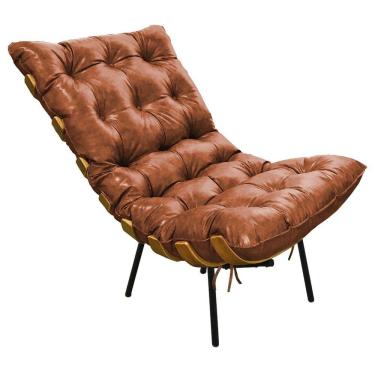 Imagem de Poltrona Costela Corano Base de Metal D´rossi Nozes