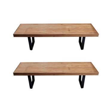 Imagem de Kit 2 Bancos Bancão Lateral Mesa Industrial 1,80m Ferragem Preta Preto