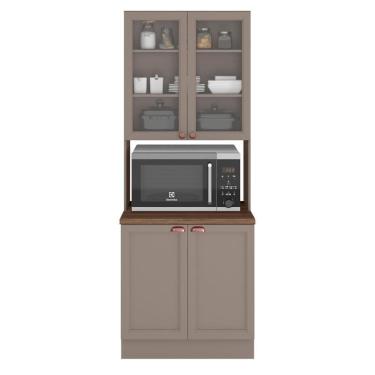 Imagem de Paneleiro Duplo Cristaleira Unna 4 Portas E 1 Forno Gris - Poliman Móveis Gris