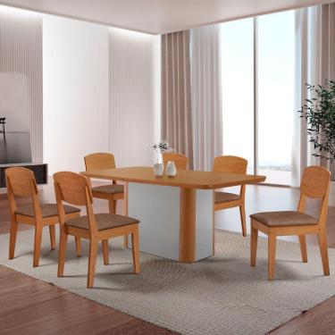 Imagem de Mesa De Jantar Isadora 180cm Tampo Mdf Laminado Tork Naturale Off White