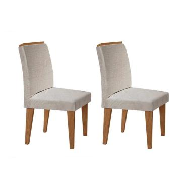 Imagem de Kit 2 Cadeiras De Cozinha Lunara Imbuia-suede Creme - Rufato