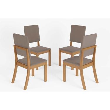 Imagem de Cadeira De Cozinha Milla Kit 4 Un Nature/veludo Light Marrom Amêndoa - Henn