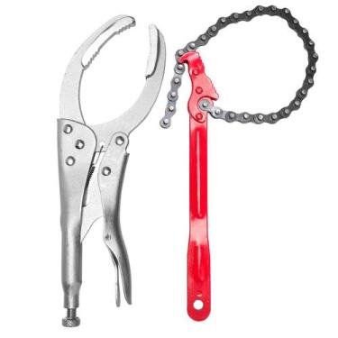 Imagem de Chave Corrente Saca Filtro De Óleo E Alicate De Pressão Troca Corrente