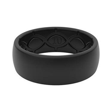 Imagem de Groove Life Anel de casamento de silicone para homens – Anéis de borracha respirável para homens, cobertura vitalícia, design exclusivo, anel masculino de ajuste confortável – Sólido original 9 Preto