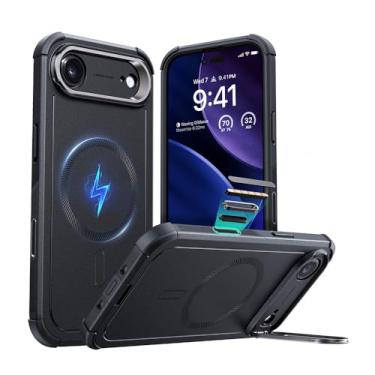 Imagem de Capa iPhone 17 Air Halolock Cyber Armor com Suporte Stash Stand e Botão de Controle de Câmera V1 - Proteção Militar Avançada, Compatibilidade M4g-S4fe e Design Elegante para seu iPhone 17 Preta
