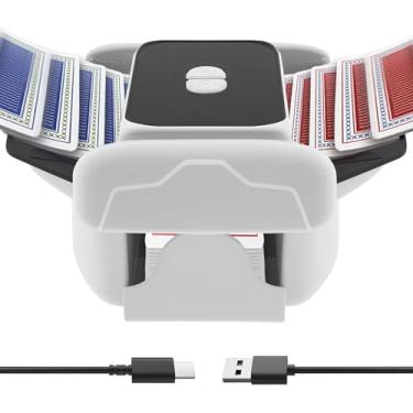 Imagem de Embaralhador e distribuidor automático de cartões, modos duplos automáticos/manuais, capacidade de 1 a 2 baralhos, início com detecção inteligente, máquina de aleatório de baixo ruído para pôquer, UNO