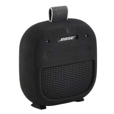 Imagem de Hzycwgone Capa para alto-falante Bose SoundLink micro portátil Bluetooth (2ª geração), capa de silicone para Bose SoundLink Micro 2ª bolsa protetora de viagem com mosquetão, acessórios (capa preta)