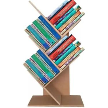 Imagem de Organizador de Livros, Livreiro Estante Suporte Prateleira para Livros Revistas Mdf Premium Decor Preto Branco E Cru(CRU)