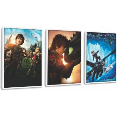 Imagem de Quadro Decorativo Como Treinar Seu Dragão Com Moldura Branco