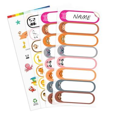 Imagem de Rousrie Etiquetas de nome à prova d'água para crianças, vinil premium seguro para lava-louças, pacote com 60 unidades para garrafa infantil, cadernos escolares, suprimentos de creche, lavável para