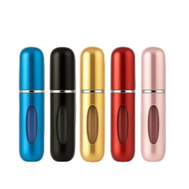 Imagem de Kit 5 Frascos Porta Perfume Recarregável Spray Bolso Portátil Para Viagem 5ml Mini Atomizador Cores Sortidas Para Bolsa Necessaire Refil de Perfume Compacto Leve Super Prático - Premium Loreal Shop