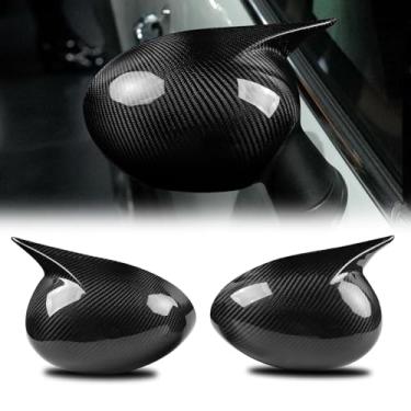 Imagem de FINMOKAL Capa de espelho retrovisor de carro de fibra de carbono compatível com BMW MINI R55 R56 R57 R59 R60 2007-2014, preto (apenas espelhos dobráveis manuais)