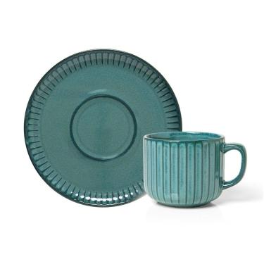 Imagem de Xícara Com Pires Copa E Cia Ravonna Em Cerâmica Chloros Verde