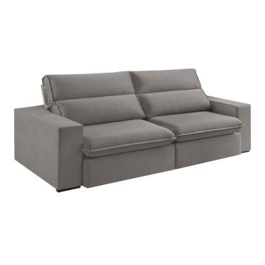 Imagem de Sofá Retrátil E Reclinável Bee 2,50 M Veludo Cor Cinza 2103 Usb Sem Kit Usb