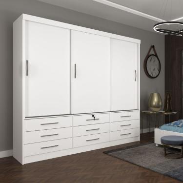 Imagem de Guarda Roupa 3 Portas 9 Gavetas Chicago Tcil Móveis Branco