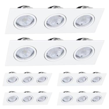 Imagem de Kit 6x Spot Embutir Triplo Face Plana Branco Quadrado LED Integrado 3000K 15W Bivolt