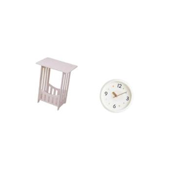 Imagem de Fenteer Mesa de Cabeceira com Relógio de Parede Moderno, Mesa Lateral Portátil com Números Grandes, Relógio Decorativo Silencioso para Sala de Estar.