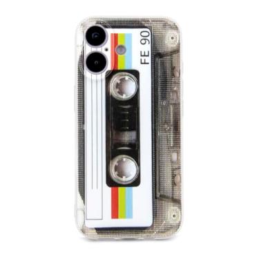 Imagem de FAteamll Capa para iPhone 17 acabamento fosco capa traseira macia resistente com cantos reforçados TPU macio amortecedor retro fita cassete capa compatível com iPhone 17