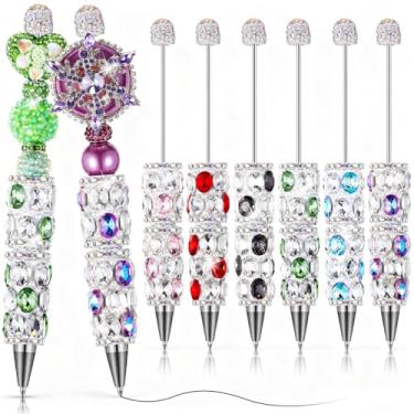 Imagem de Sayglossy 6 canetas de strass completas com contas brilhantes brilhantes brilhantes para contas, kit de canetas de contas de cristal brilhante de luxo para fazer artesanato DIY (strass oval)