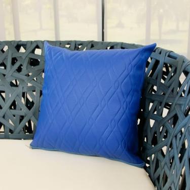 Imagem de Almofada Decorativa Premium, Capa e Refil Impermeável em PVC, 45x45cm, Acetinado, com Zíper (Azul)